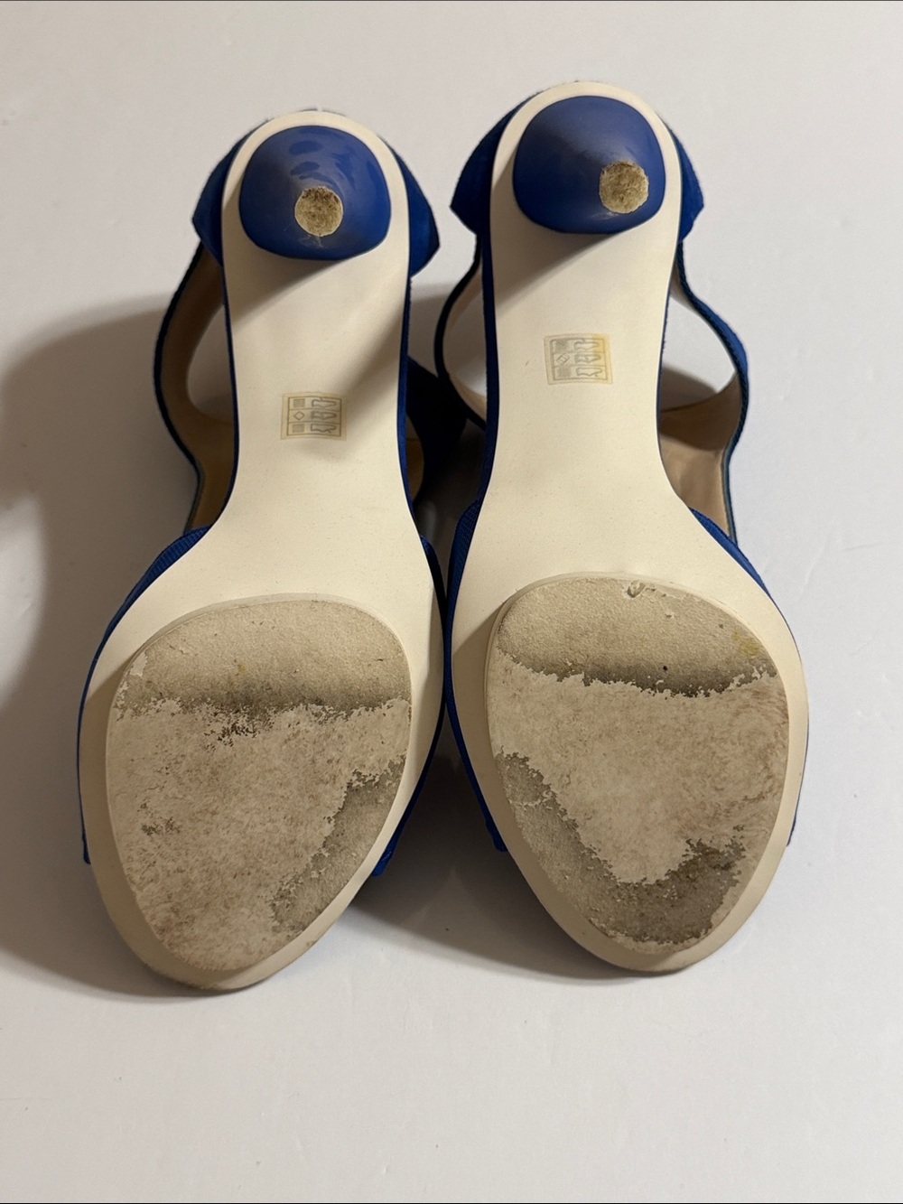 Pelle Moda Royal Blue Zip-Front Peep Toe High Heel Sandals in Faux Suede Size 8 - Picture 9 of 9